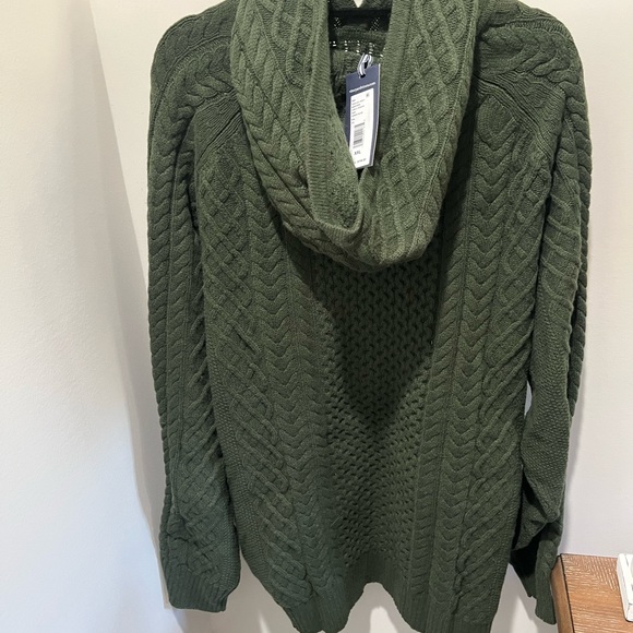 Vineyard Vines Forest Olive Cable Knit Hooded Pullover - Picture 2 of 6